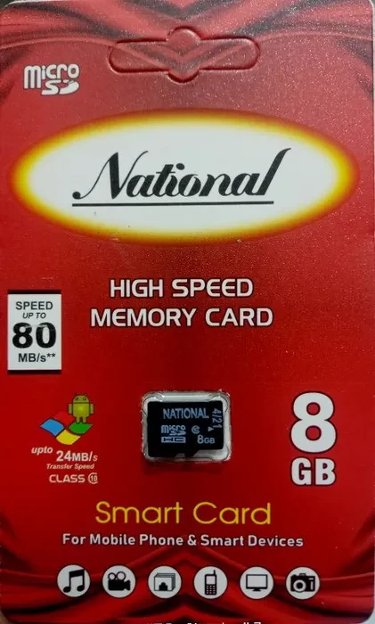 National 8GB High Speed Micro SD Card