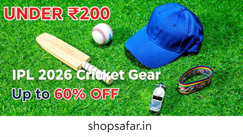IPL 2026 cricket gear under 200 rupees including cap ball and mini bat on Amazon