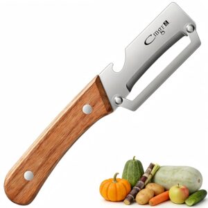 Stainless Steel Vegetable Peeler with Wooden Handle & Bottle Opener | Single Blade Peeler for Fruits & Vegetables